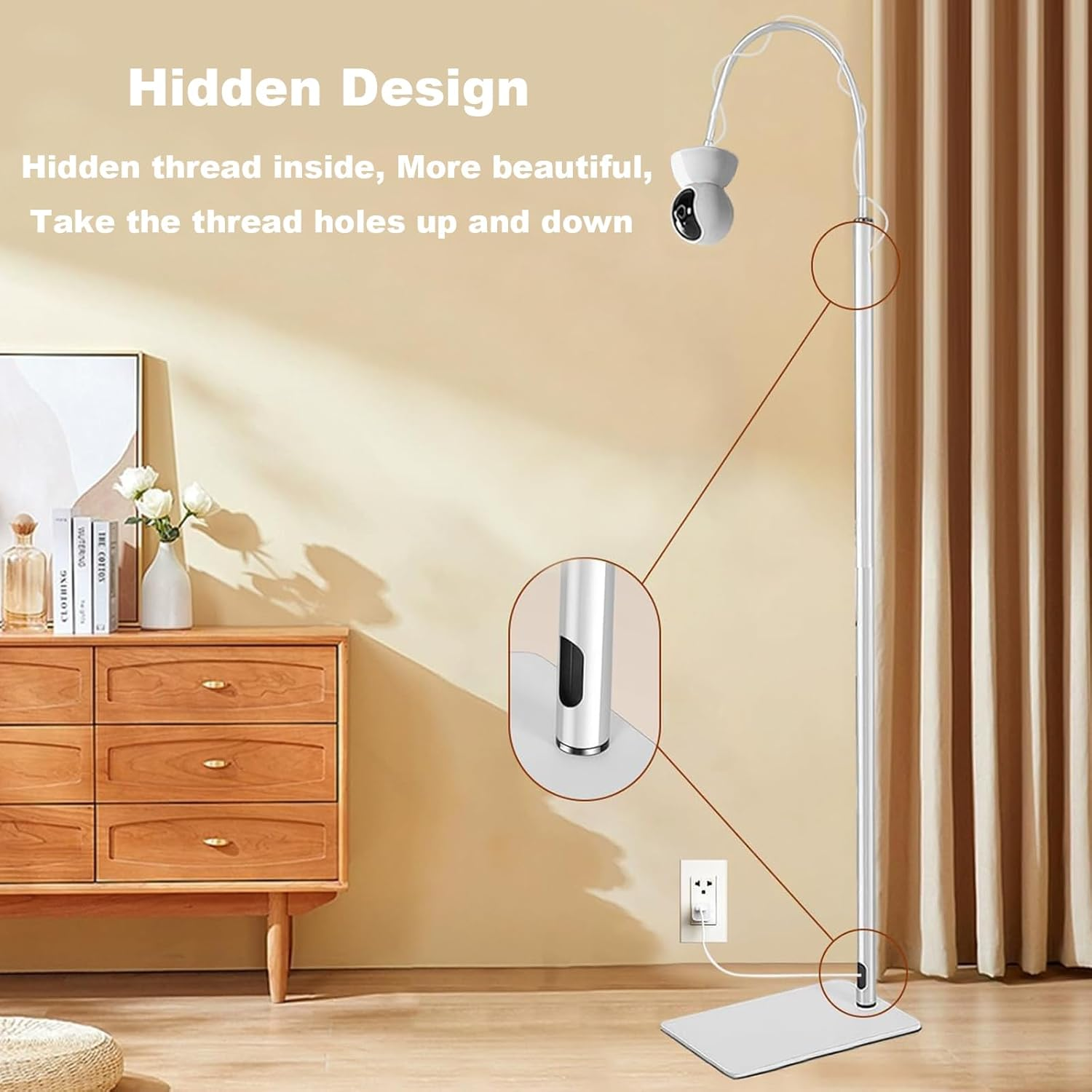 Adjustable Baby Monitor Floor Stand &ndash; Universal 1/4 Screw Mount with Safety Clamp, Height-Adjustable Holder for Nursery, Crib & Playpen (Secure, Portable, Cable Management) image number 5