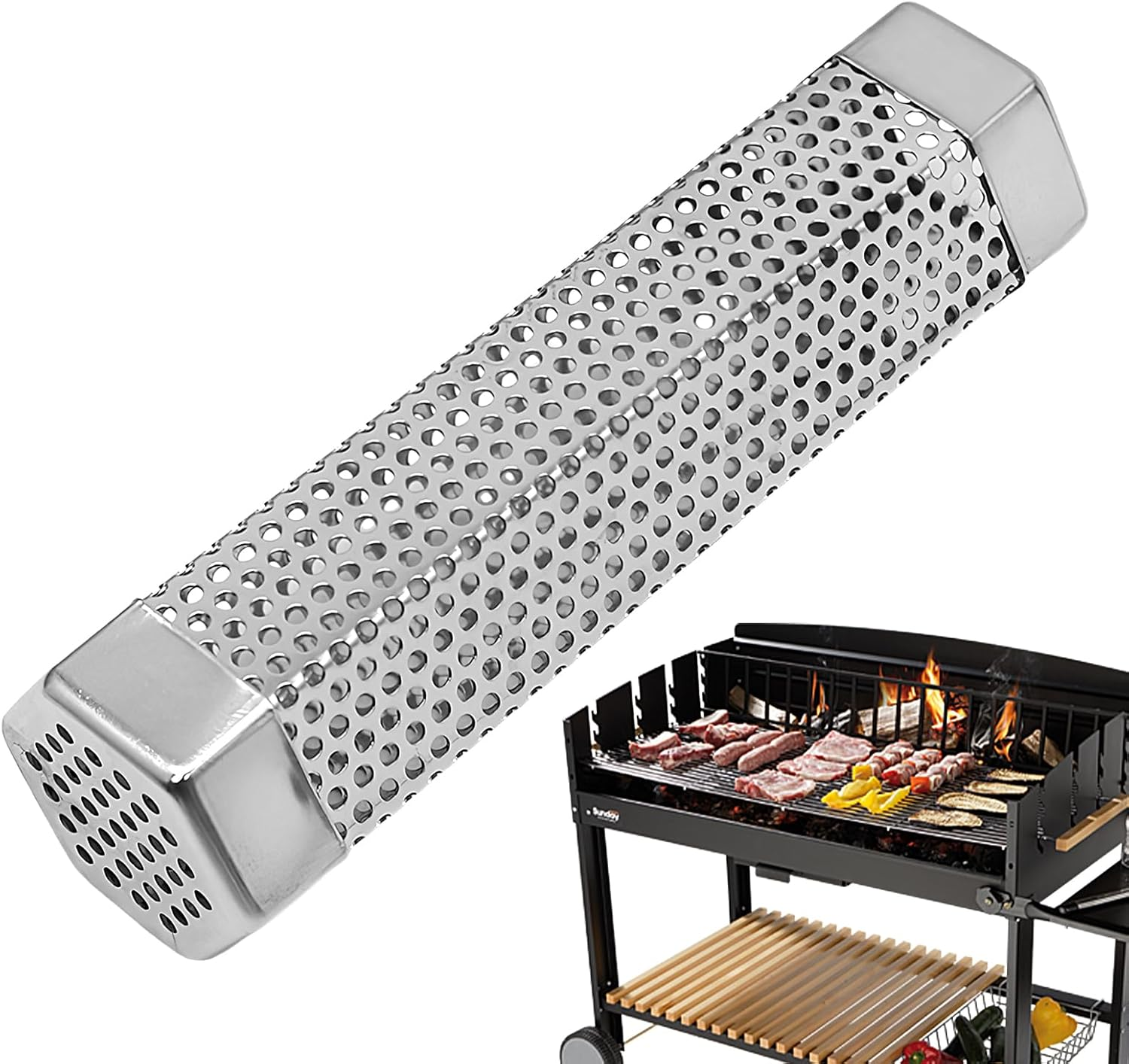 Pellet Tube,Grilling Smoked Pipe Stainless Steel - High-Efficiency Grill Acessories Flavor-Infused Pellet Tube for Backyard BBQ, Camp Cooking, Grilling Steak Chicken Turkey image number 3