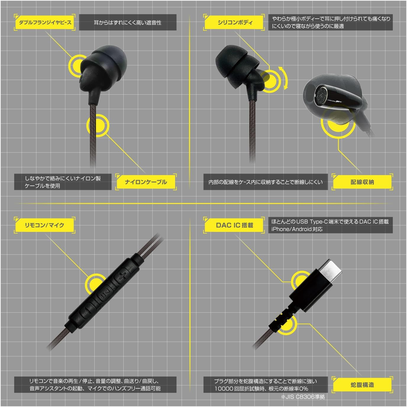 Kashimura [OK While Sleeping! Type-C Earphones] Sleeping Phones | Remote Control & Microphone Included, Soft Material & Ultra Lightweight|High Sound Insulation Model That Does Not Hurt Your Ears|Ae image number 4
