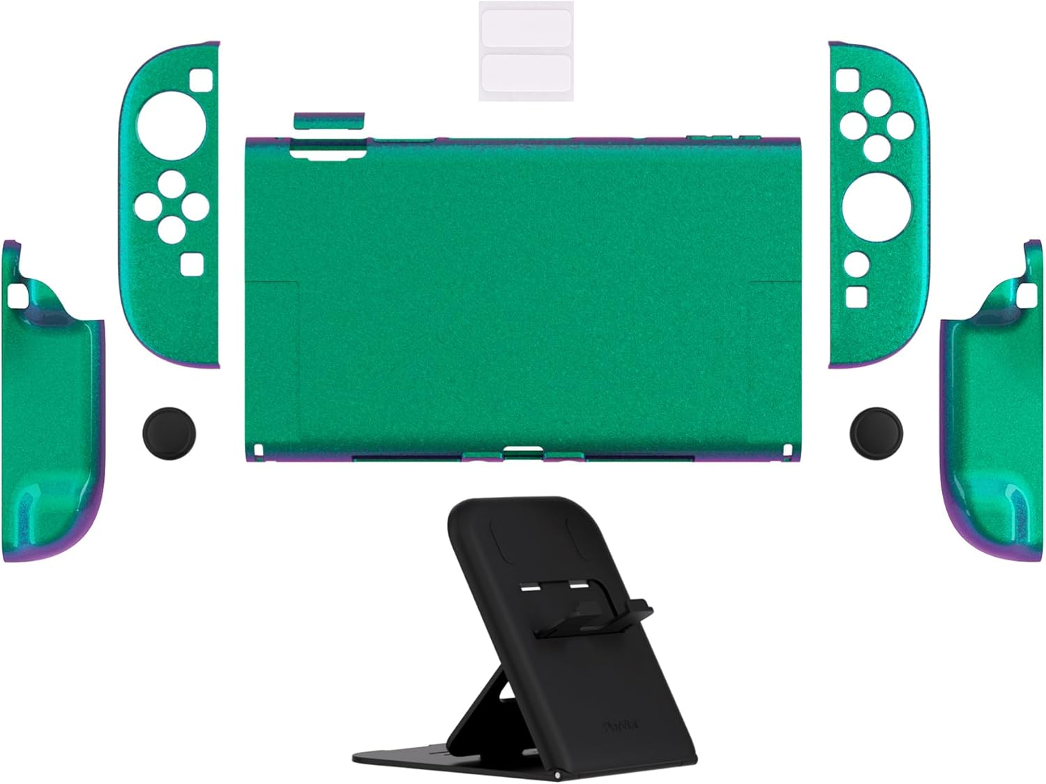 Playvital Solid Color Series Protective Case for Nintendo Switch 2, Anti-Scratches Hard Shell Dockable Grip Cover with Extra Foldable Stand & Thumb Grips for Nintendo Switch 2 - Chameleon Green Purple image number 5