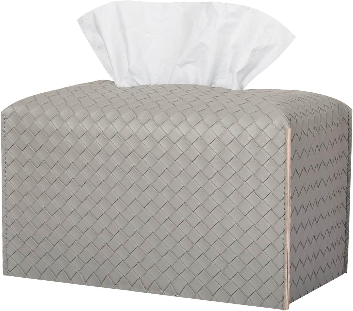 Tissue Box Cover PU Leather Tissue Holder Square Facial Tissue Case Facial Paper Organizer Dispenser for Bathroom, Vanity Countertop, Tabletop, Car, Rectangle, Misty Gray image number 5
