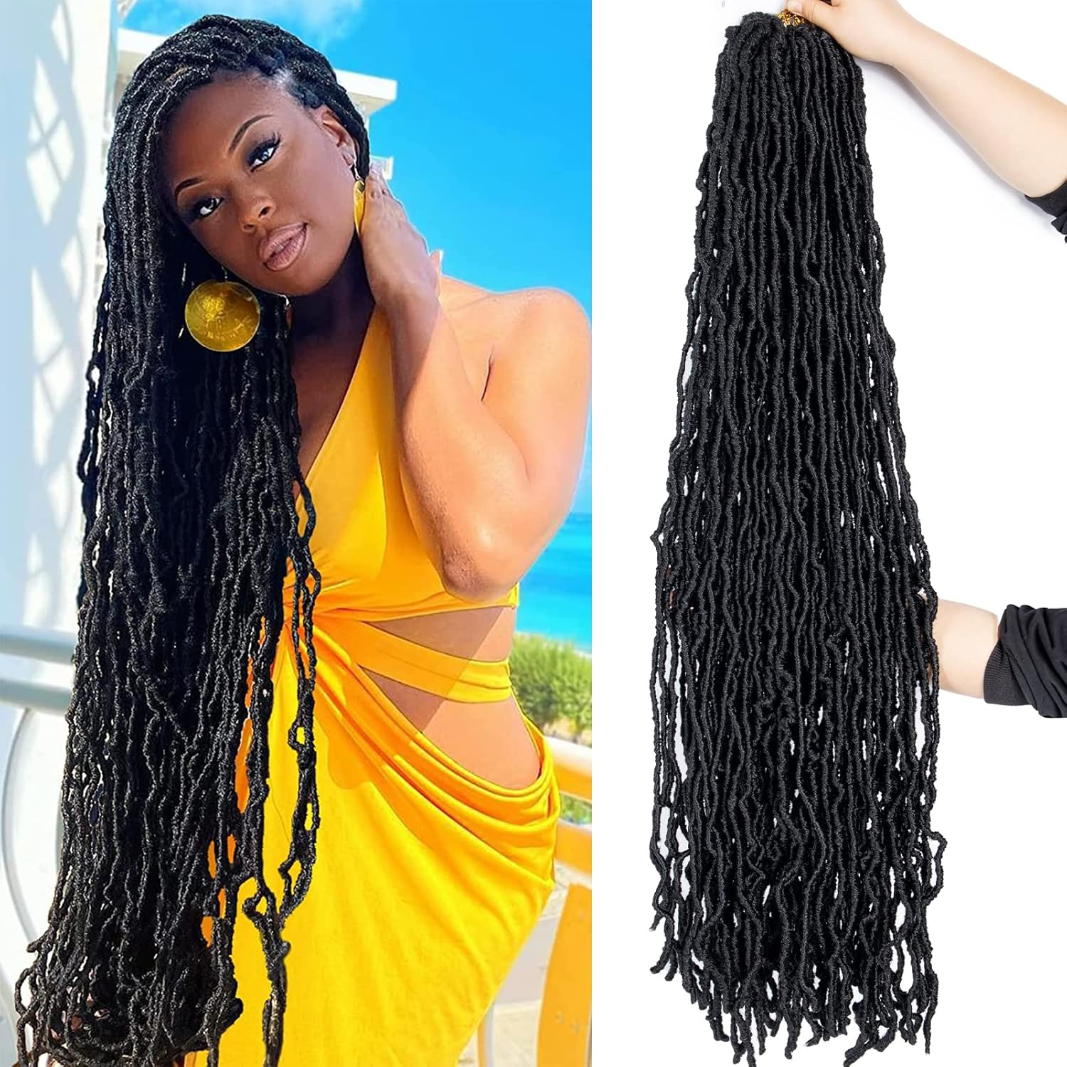 18 Inch New Faux Locs Crochet Hair Soft Locs Crochet Hair Natural Faux Braids Pre-Looped Synthetic Afro Roots Braid for Black Women image number 5