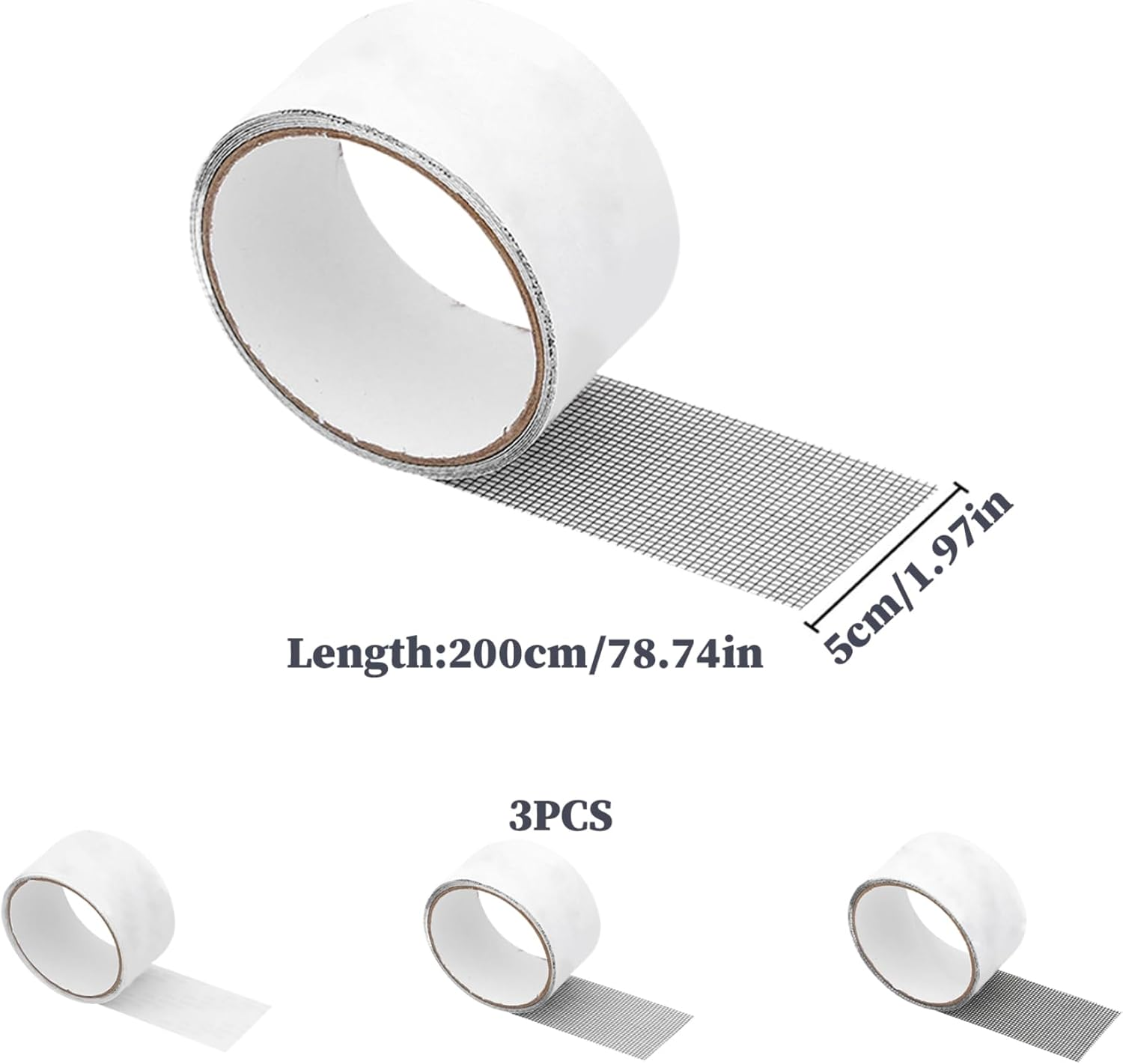 Screen Tape Mesh Repair 3PCS Screen Repair Tape, 2Inx6.6Ft Strong Adhesive Screen Tape Mesh Repair, Cuttable Screen Patch, Fine Mesh Screen Repair Kit for Doors and Window image number 2