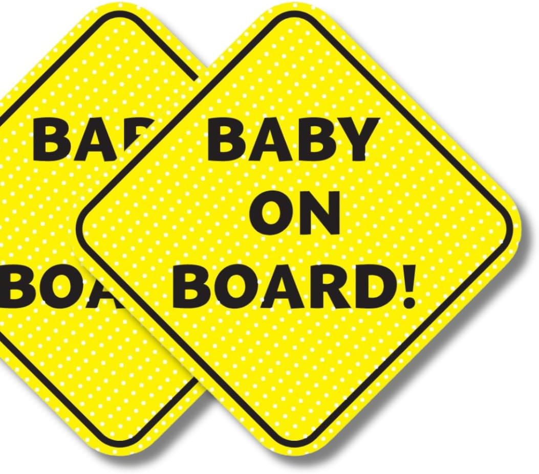 Baby on Board Sign for Car | Better than Suction | Micro-Perforated Vinyl Car Stickers | 2 Pack | Durable & Strong Adhesive | Weatherproof | Easy to Apply & Remove | 5" X 5" (Text Only) image number 1