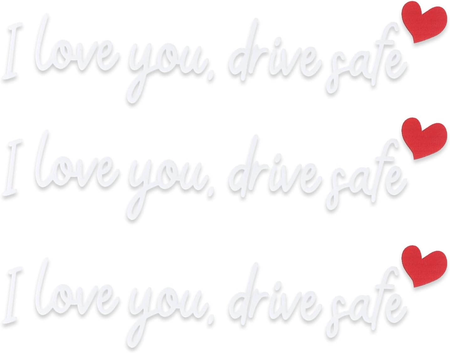 3Pcs I Love You Drive Safe Mirror Stickers, Cute Car Drive Safe Rear View Mirror Decals with Hearts Car Driving Stickers Automotive Accessories for Women Driver (Black)