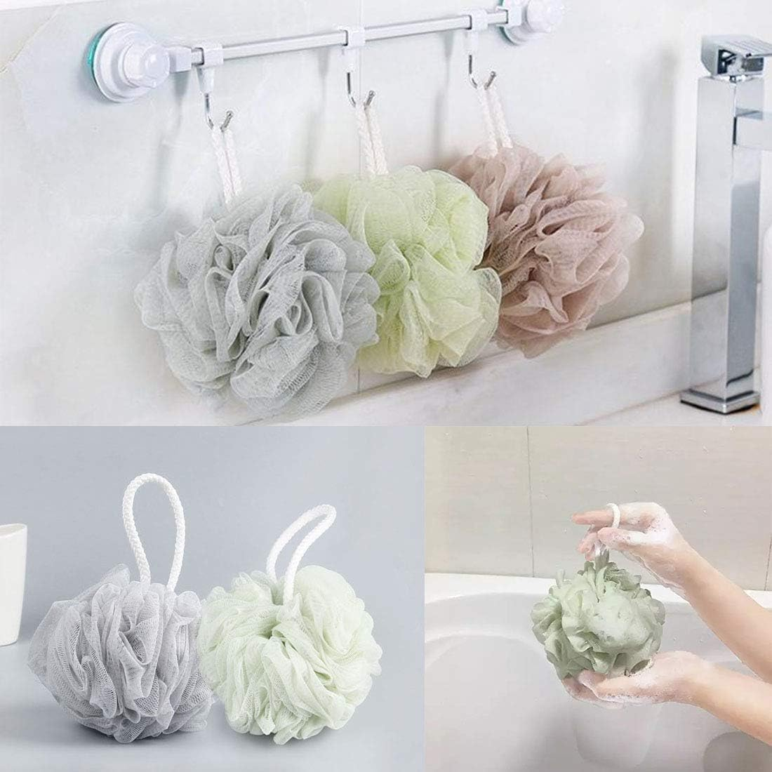 6 Pack Bath Sponge Shower Loofahs Mesh Pouf Bath Scrunchies Body Wash Puff，Luxurious Shower Loofah for Gentle Exfoliation image number 4