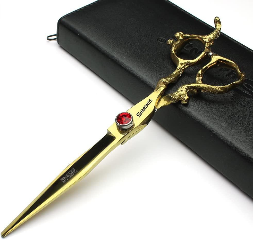 Gold 6/78/9 Inch Professional Haircut Scissors, Multifunctional Haircut Scissors Set (7 Inch Flat Scissors) image number 1