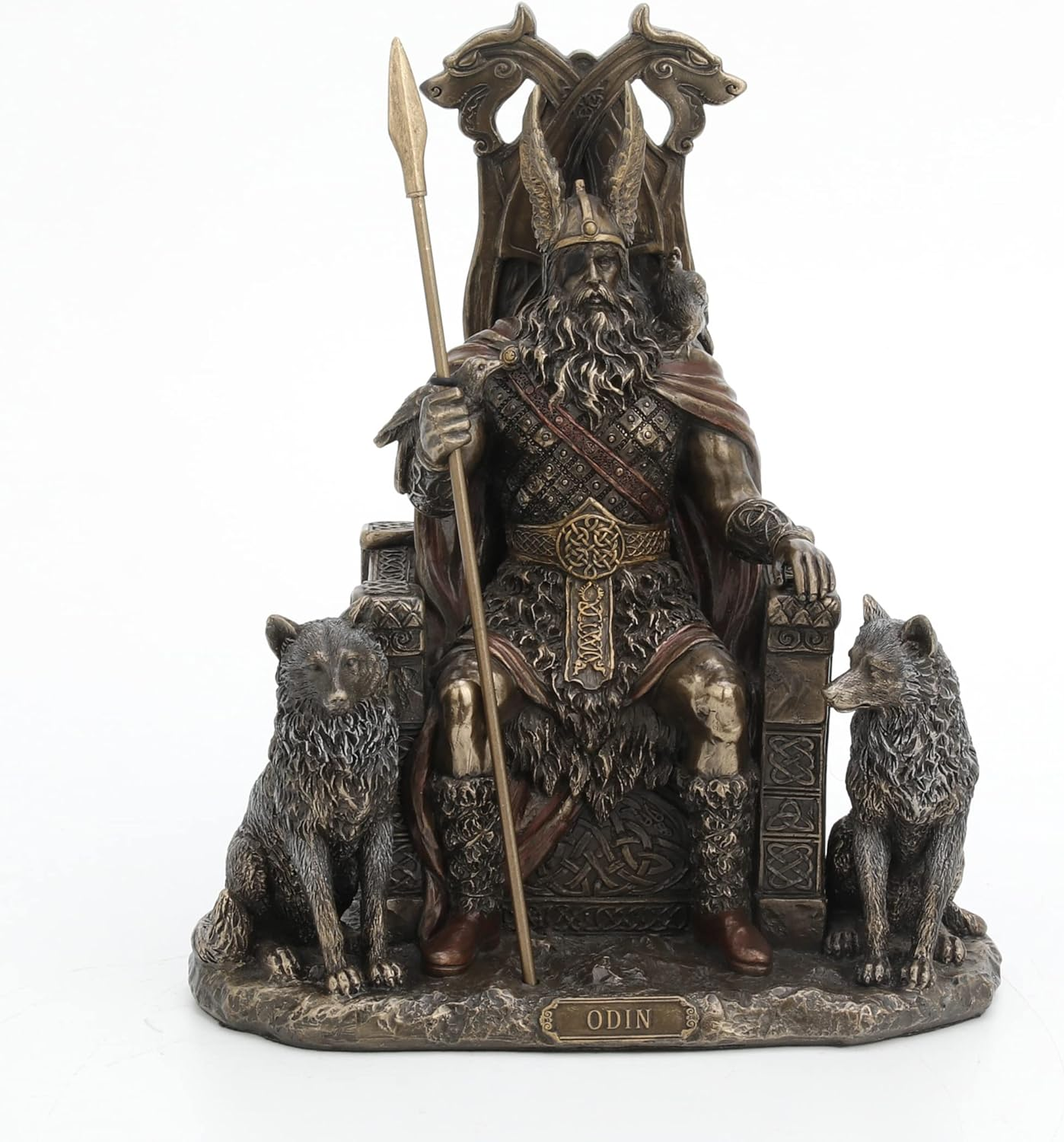 Veronese Design Resin Statues Norse God Odin on Throne with Wolves Bronze Finished Statue 7 X 10.25 X 4.75 Inches Bronze image number 2