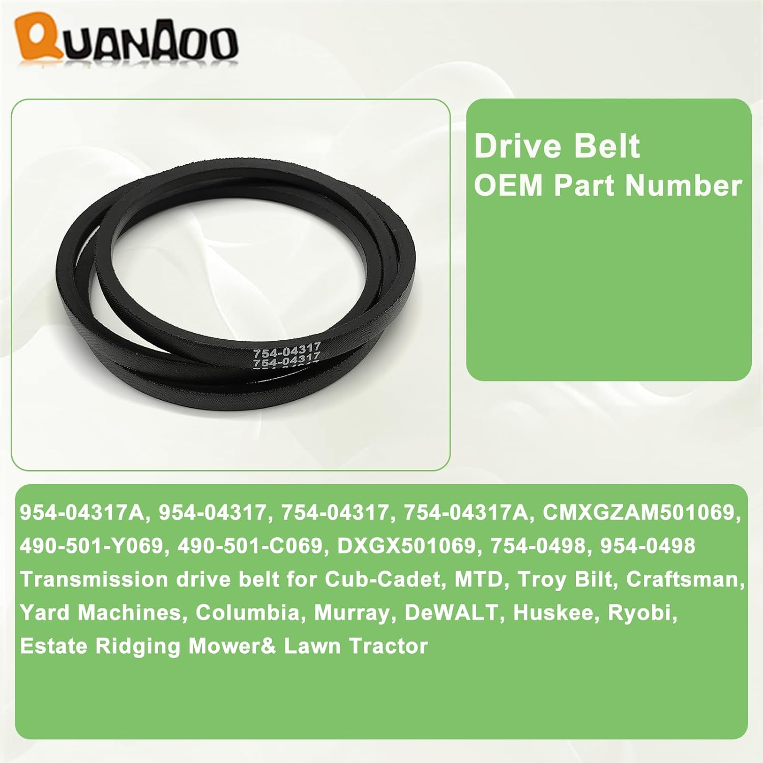 754-04317 Drive Belt 1/2" X 67" for Troy-Bilt MTD Cub Cadet Replace 954-04317A 754-04317 754-04317A 954-0431 954-0498