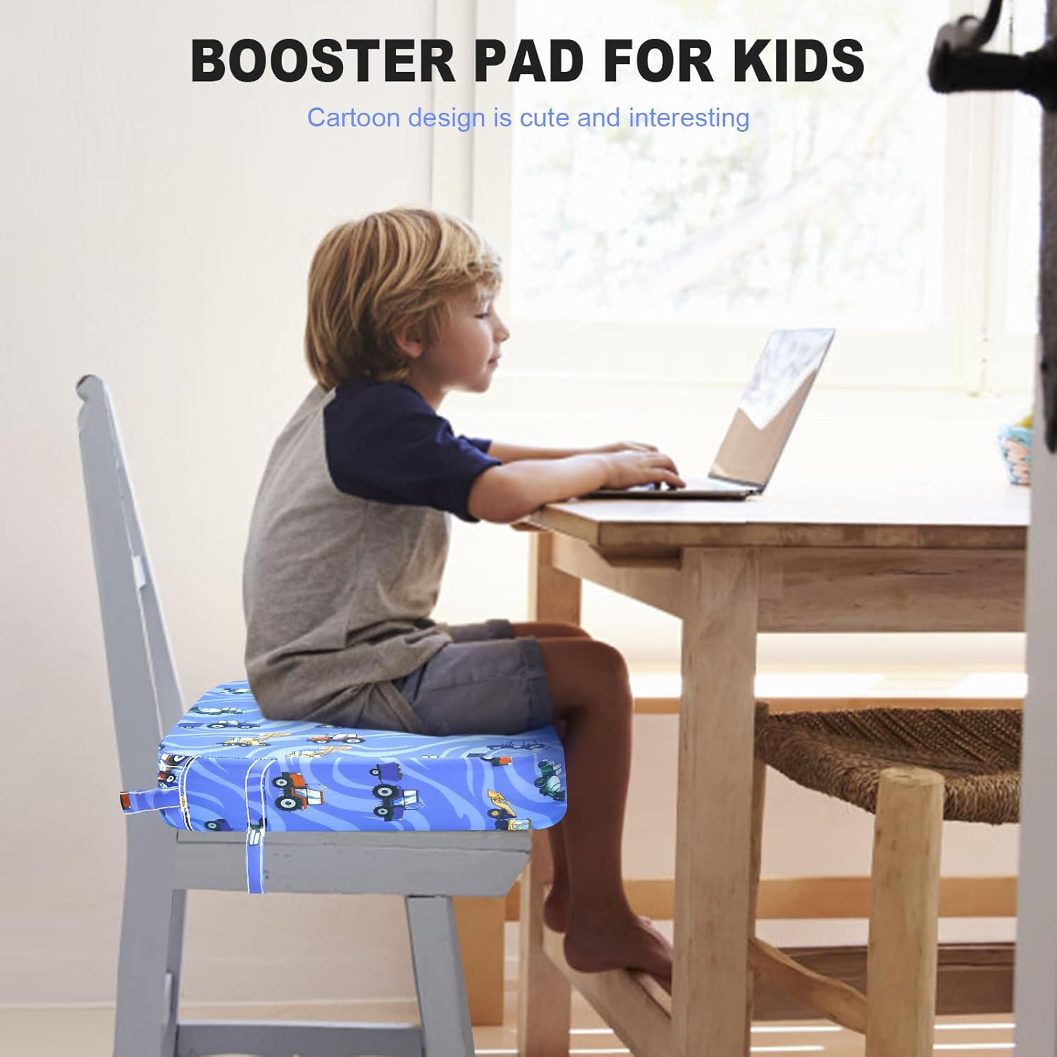 Toddler Booster Seat for Dining Table Chair Increasing Cushion Highchair Seat Pad on the Go Seat Highten Pad Travel Storage Chair Portable Kids Booster Seat for Toddlers Eating (Blue) image number 5