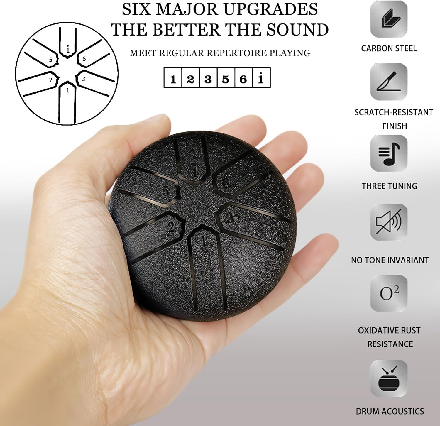 Steel Tongue Drum Rain Chime - Mini 3 Inch Handpan Drum for Outside, Waterproof Rain Drum Instrument with 6 Notes - Perfect for Outdoor Serenity and Relaxation image number 1