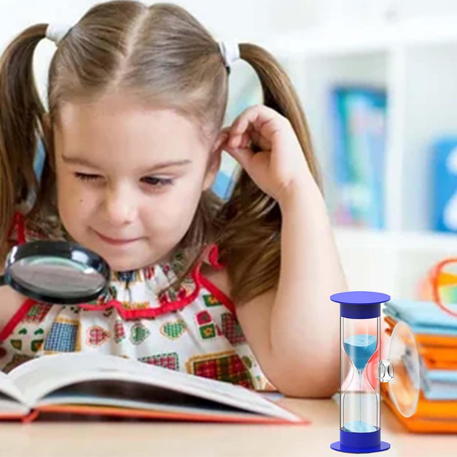 Hourglass Sand Timer 5 Minute with Suction Cup - Set of 2 Small, Unbreakable Sand Watch 5 Min Sucker, Small Blue Sand Clock 5 Minute, Plastic Hour Glass Sandglass Timer for Kids, Games, Classroom image number 4
