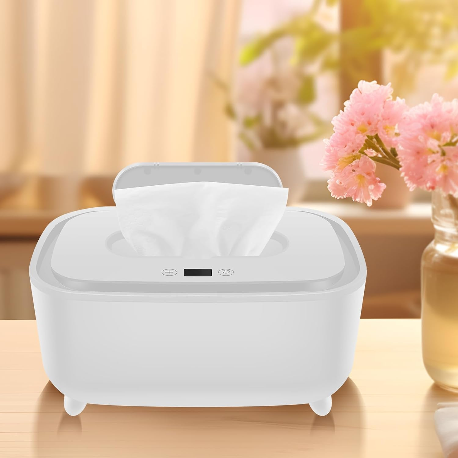 Baby Wipe Warmer, Large Capacity Wipe Dispenser Warmer Intelligent Adjustable Temperature Infant Wipes Heater Top Heating Bottom Moisturizing Wipe Warmer for Babies Infants (White) image number 6