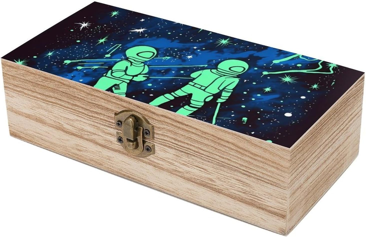 Glow in the Dark Wooden Box Wood Wedding Keepsake Boxes with Lids Small Decorative Boxes Lightweight Wooden Memory Storage Box for Crafts Keepsakes Jewelry Photo Letter Storage image number 3