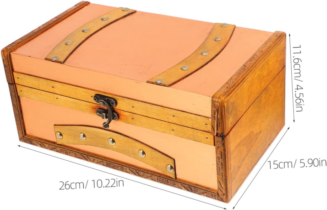 Retro Decorative Boxes Vintage Treasure Chest Small Storage Box Lid for Home School and Cafe image number 4