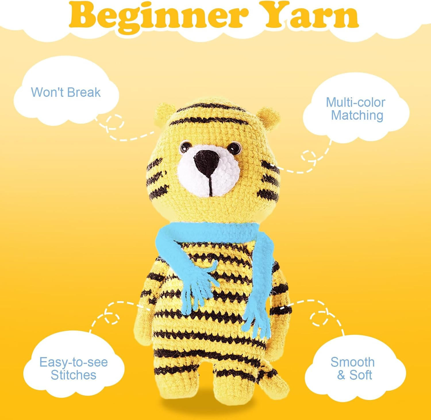 WSICSE 8 Pack Beginners Yarn for Crocheting, 8X50G Easy-To-See Stitches Chunky Thick Cotton-Nylon Blend Soft Yarn for Beginner Crocheting Christmas Crochet Kit Gifts (525 Yards) image number 1