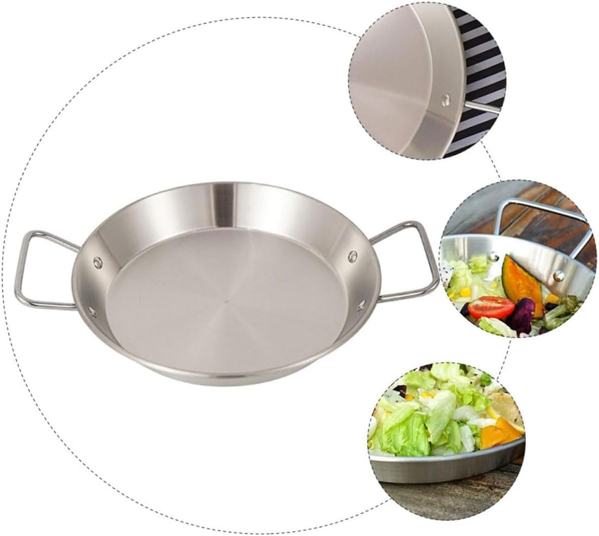 AIMALL Stainless Steel Korean Seafood Plate 10.6In / 27Cm &ndash; Nonstick Frying Pan with Handles, Crayfish Griddle, Dry Pot Pan for Fried Chicken & Snacks image number 4