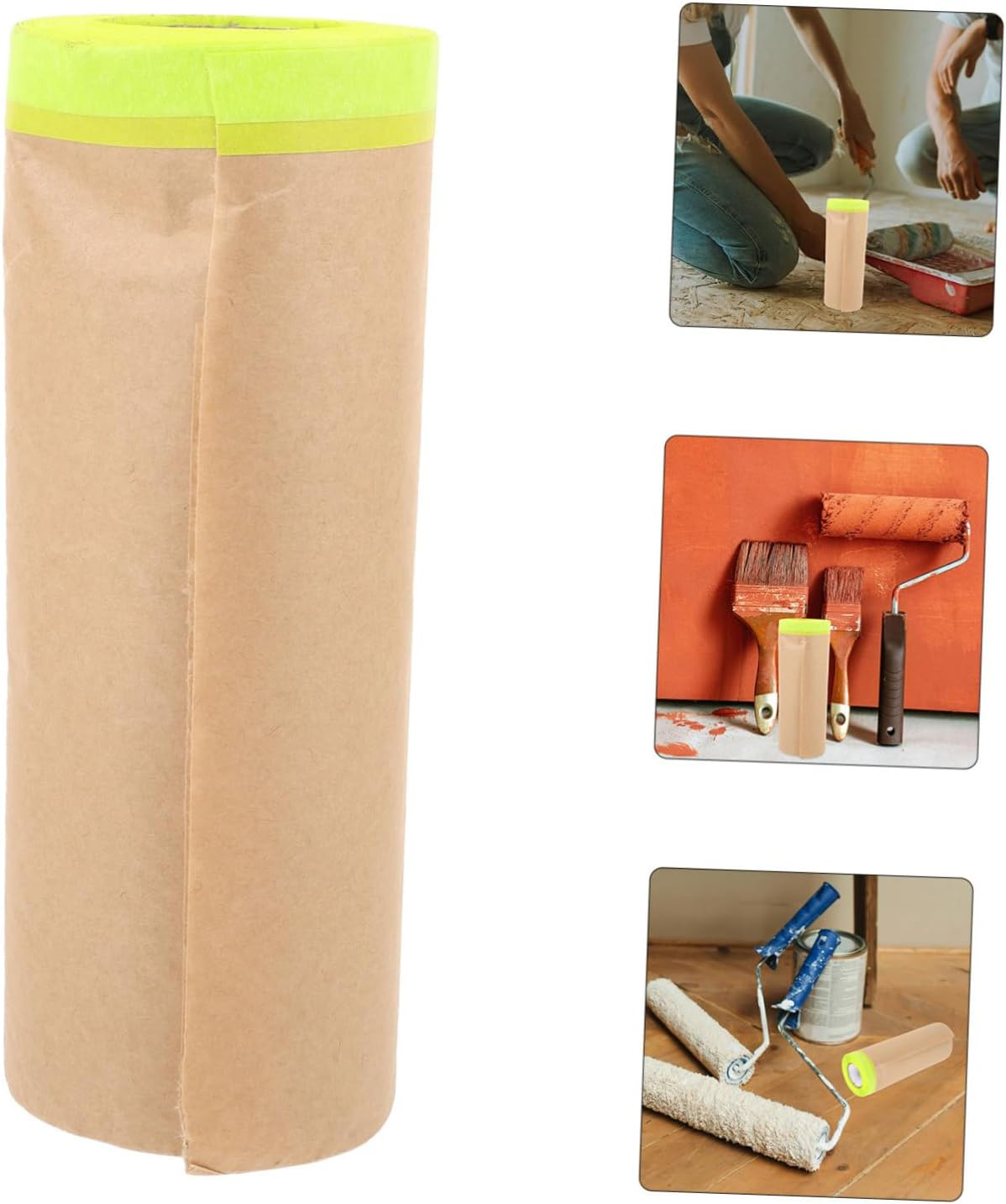 TEHAUX Kraft Paper Masking Film for Painting Masking Covering Paper for Car Furniture Protection Self-Adhesive for Spray Paint image number 2