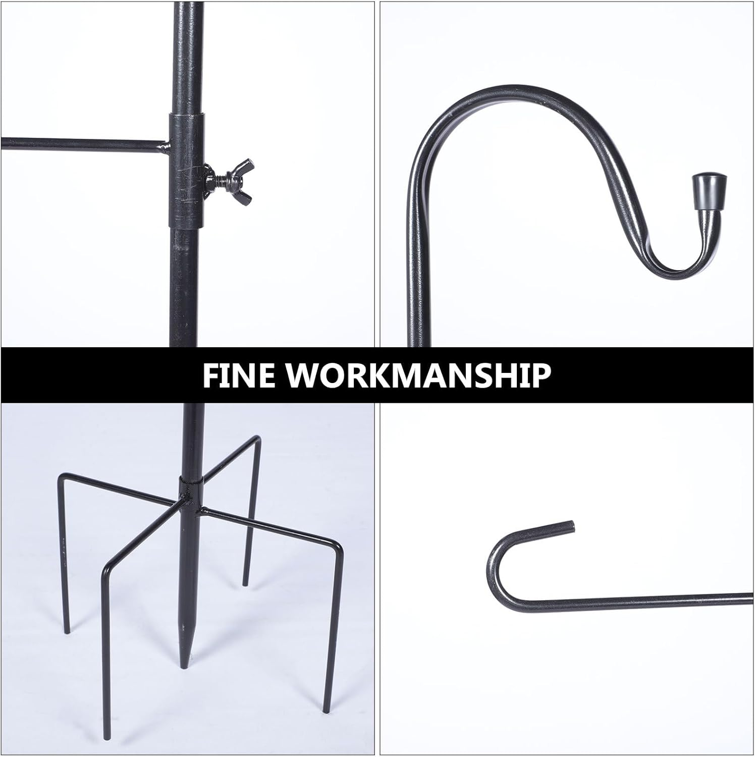 1Pc Floor Outlet Flagpole Shepherd Hook Wind Chime Hanger Windchime Hanger Outdoor Pot Outdoor Plant Hanger Stand Streetlamp Hanger Garden Hanger Streetlamp Holder Black Happyyami image number 5