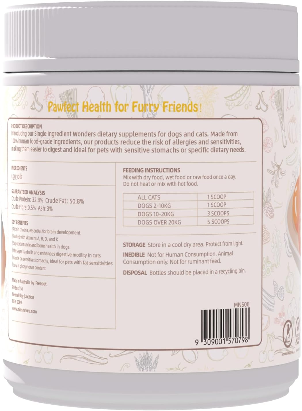 Mio'S Nature Egg Yolk Powder 120G - Brain Development, Managing Hairballs and Enhances Digestive Motility image number 2