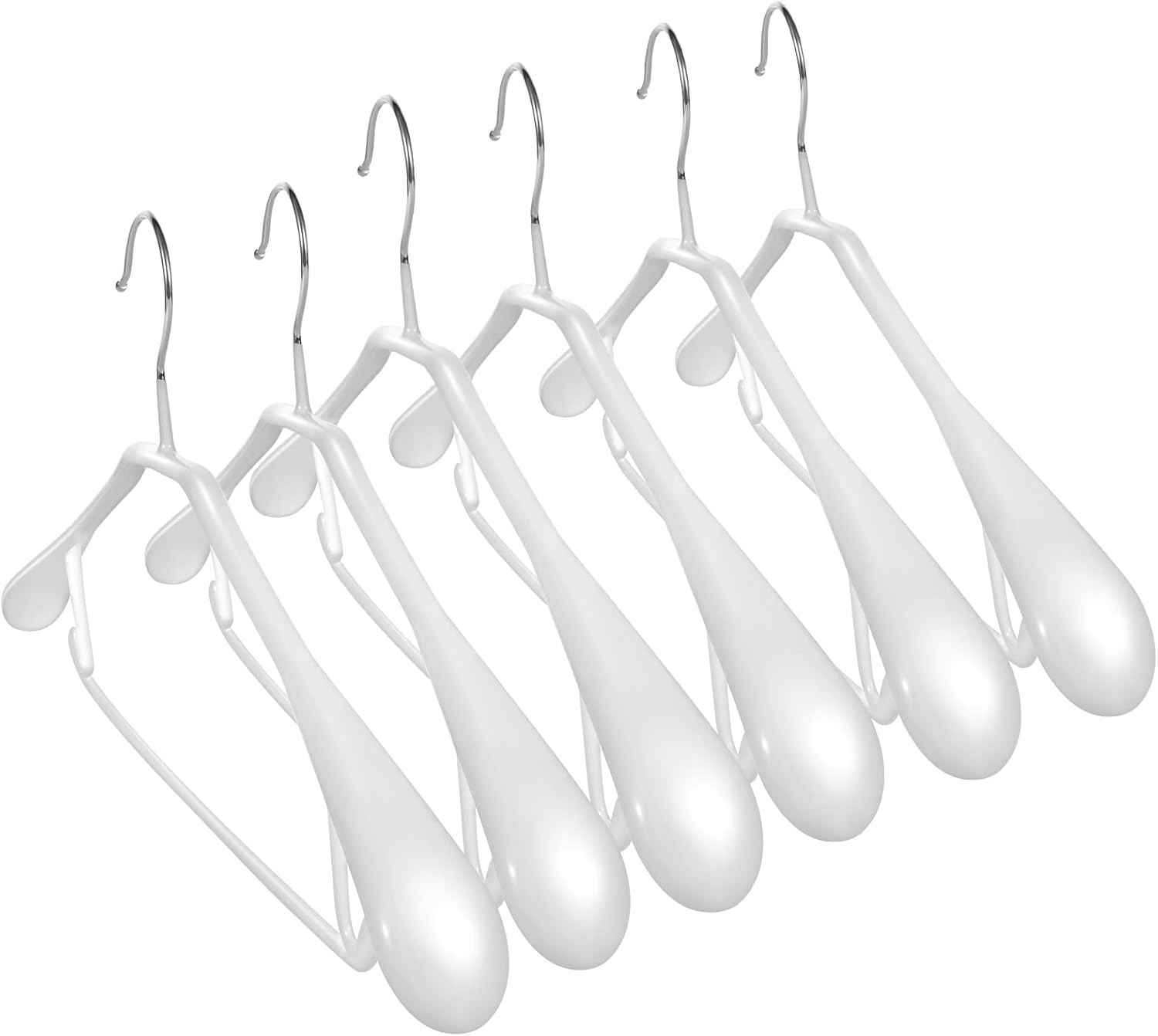 Trrcylp 5 Pack Heavy Duty Metal Suit Hangers Soft Flexible Gloss Grippy Clothes Hanger Wide Shoulder Non Slip Thick Coat Hanger (Black)