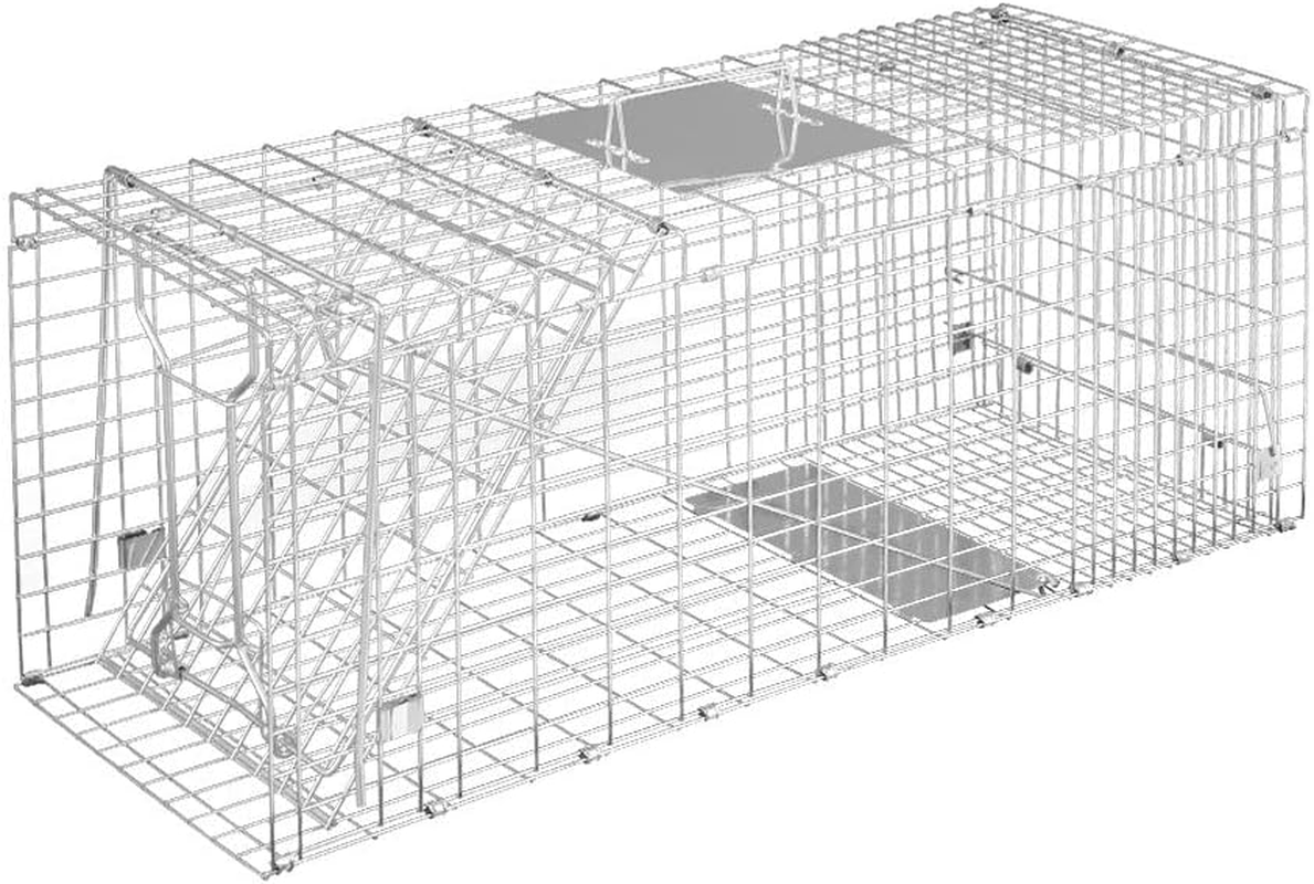 Gardeon Mouse Trap, 79 X 28 X 33Cm Guinea Pig Rat Rabbit Cage Possum Rats Fox Cat Humane Mice Traps Small Animals Cages for Indoor Outdoor Farm Backyard, Automatic Door Lock Collapsible Silver image number 5