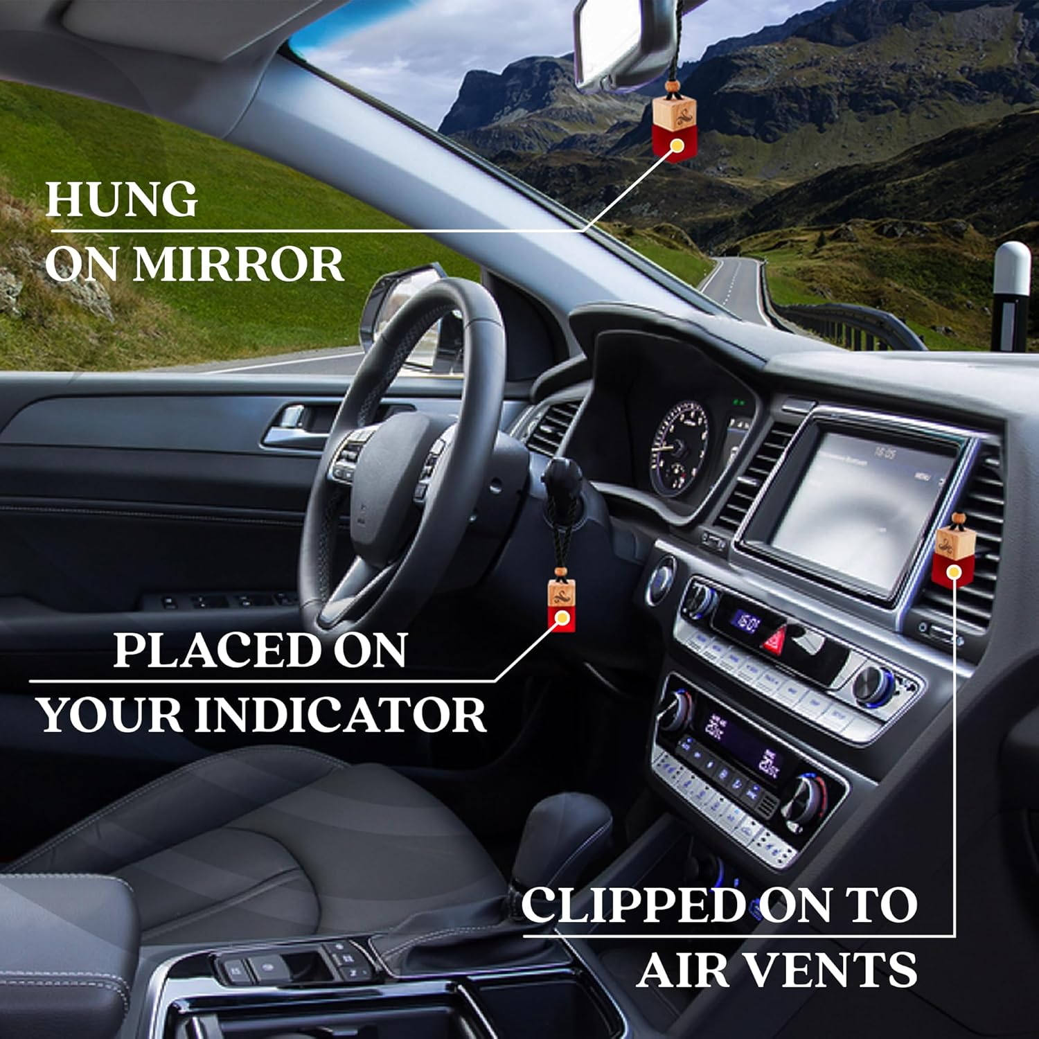 Black Opium Car Air Freshener for Women | Perfume Style Car Scents Air Freshener with Vent Clip | Strong Car Perfume Air Freshener | Car Accessories for Women - Opio Car Scent Air Freshener by Perfa image number 2