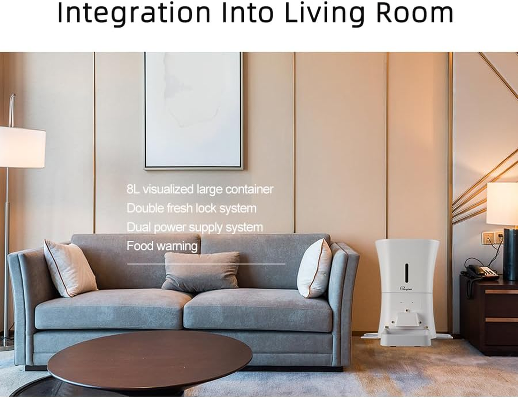 SKYMEE 8L Automatic Cat Feeders,Timed Feeding,2.4G Wifi Enable Cat Food for Cats and Dogs with App Control,Dog Food Container image number 3