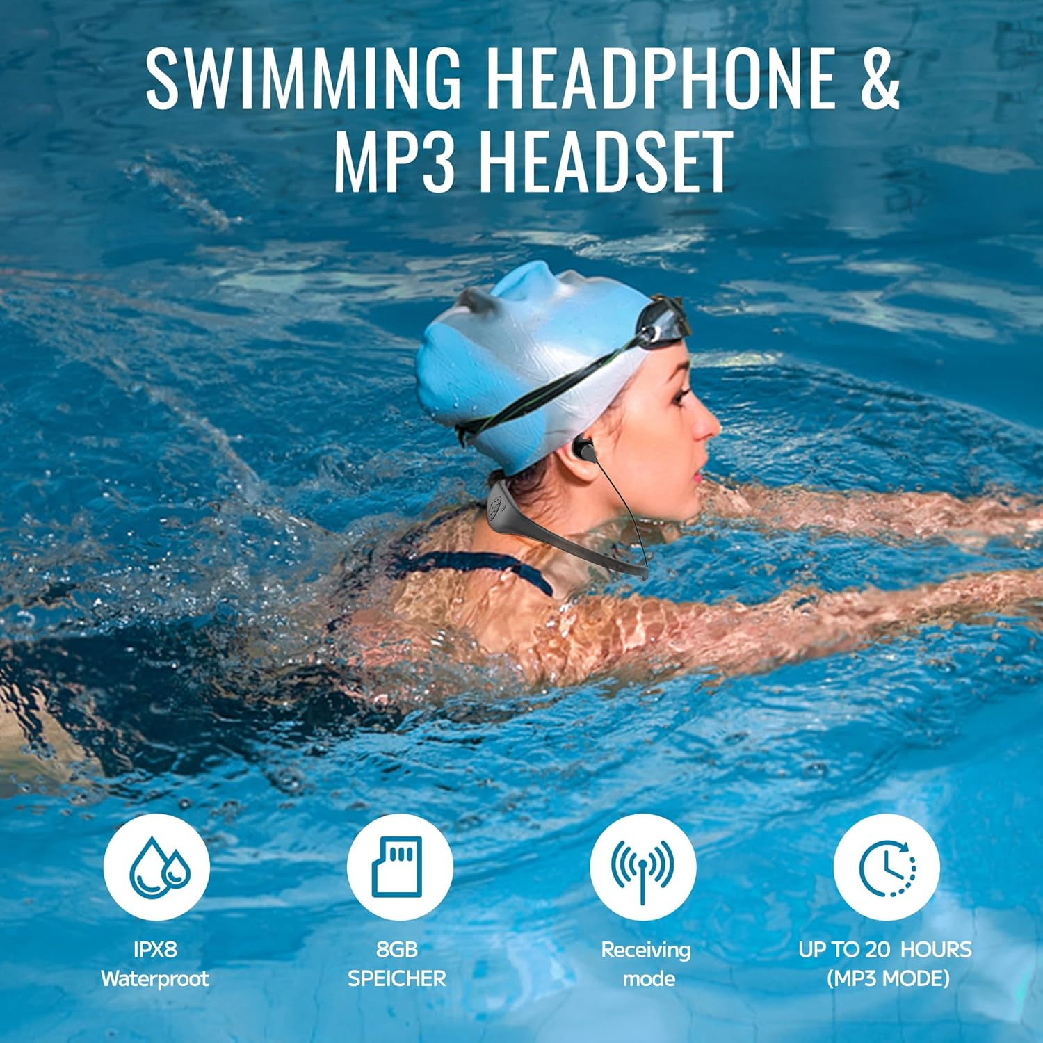 Swimming Headphones for Spotify, Audible, Swimming Coach Communicator,Tayogo Stream Music Combo,Wireless Transmitter,Waterproof In-Ear Headphones Receiver image number 2