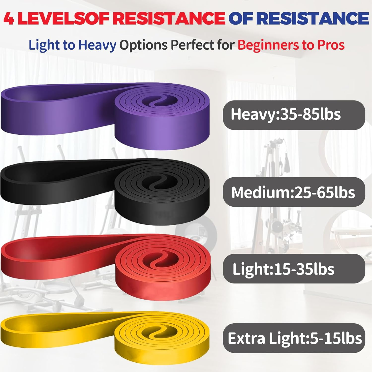 Resistance Bands Set 5, Natural Latex Fitness Bands for Workout, Yoga, Weightlifting, Physical Therapy, Mobility and Stretching Perfect for Home Gym and Outdoor Training image number 6