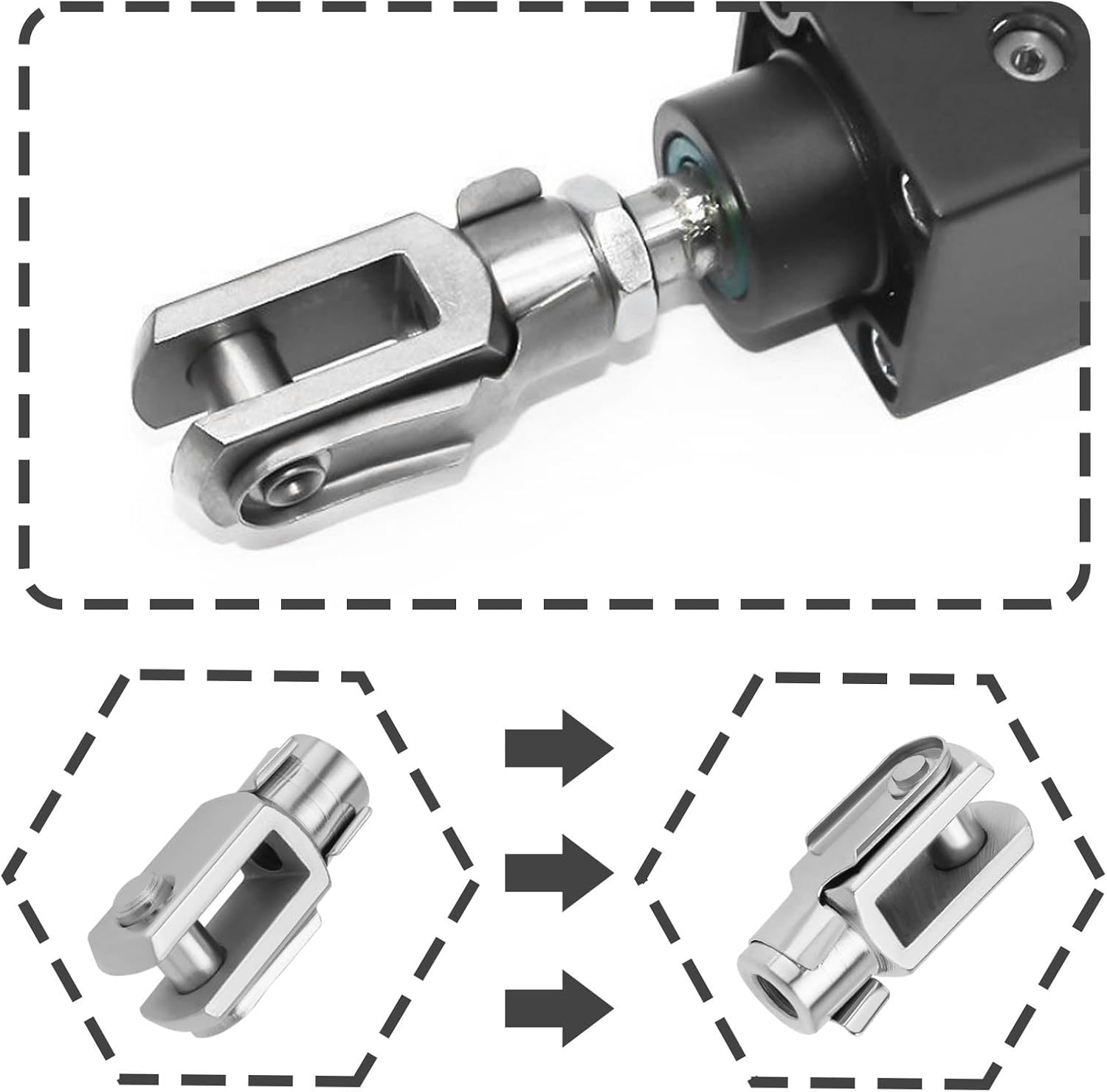 Be in Your Mind 2Pcs M8X1.25 Thread 42Mm Length Air Cylinder Rod Clevis End Clevis Fork End Yoke Joint with Spring Pin Steel Zinc Plated Y Connector for Electronic Automatic Equipment