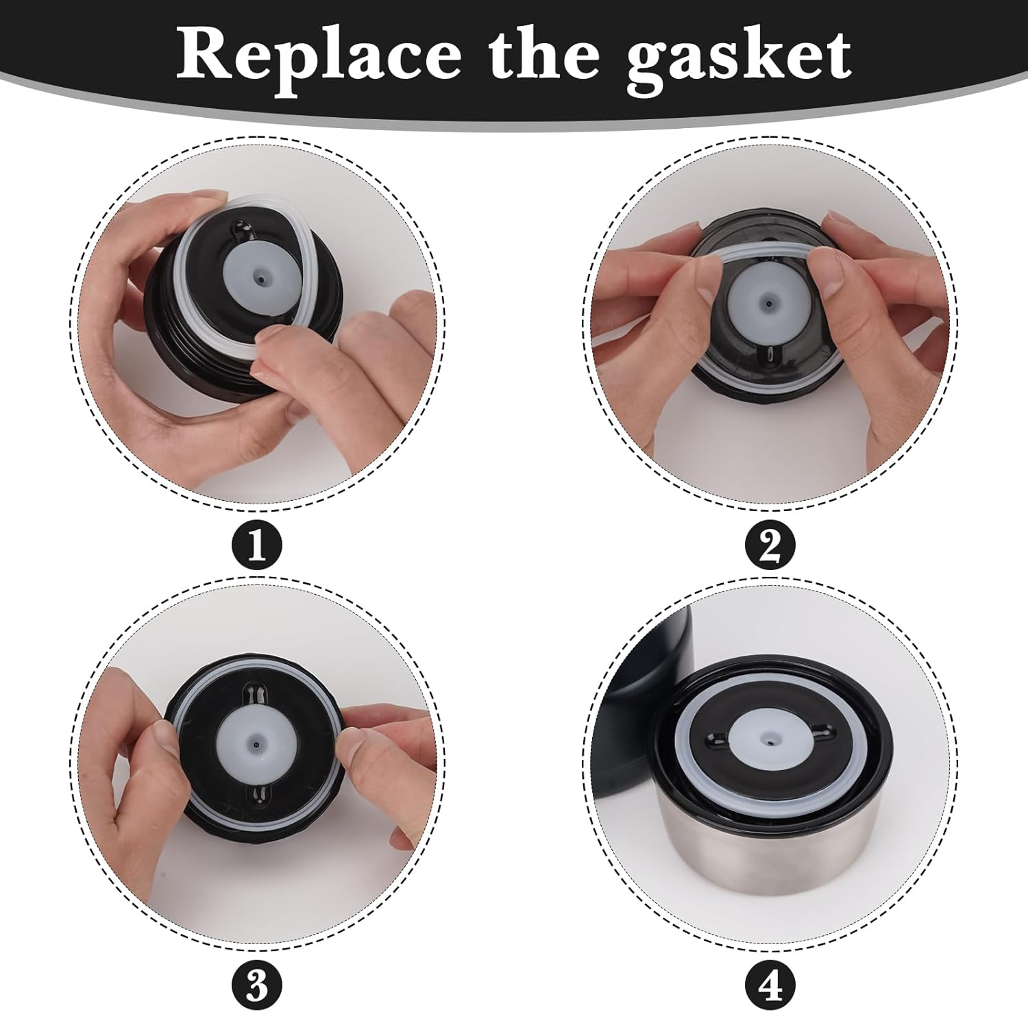 Linkidea 10 Pcs Silicone Seal Replacement, Exact Fit Lid Seal Gasket Compatible with Thermos Stainless King Food Jar, Exact Fit to 16 and 24 Ounce (White)