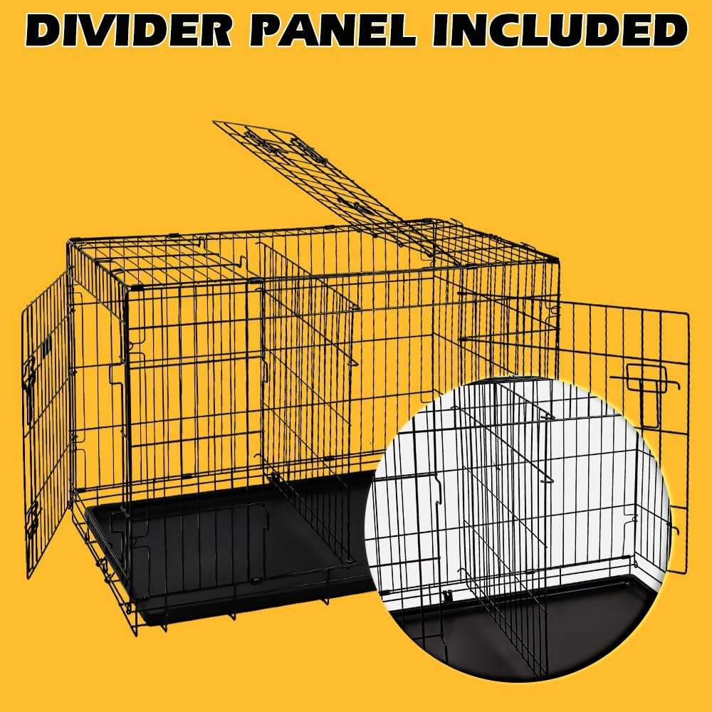 Vaka Pet 36-Inch Dog Crate with Divider, Foldable Metal Cage with 3 Doors and Leak-Proof Tray, Medium Pet Kennel for Indoor Outdoor Use image number 1