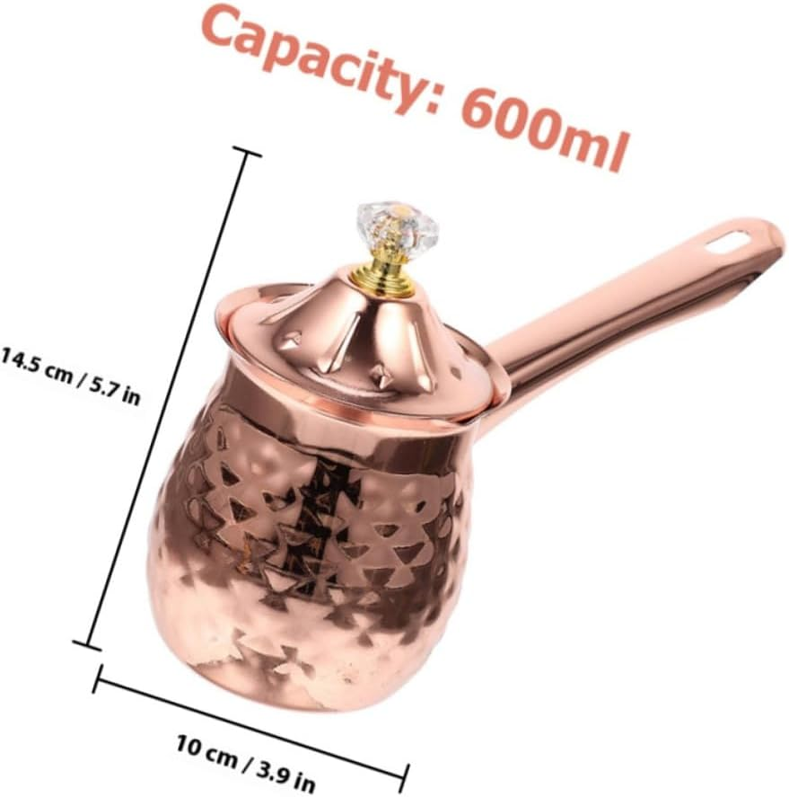 BESTYASH Rose Gold Stainless Steel Turkish Coffee Pot Small Milk Pitcher with Ergonomic Handle for Hot Coffee Heating Lightweight Easy to Clean Household Espresso and Milk Frothing Cup image number 3