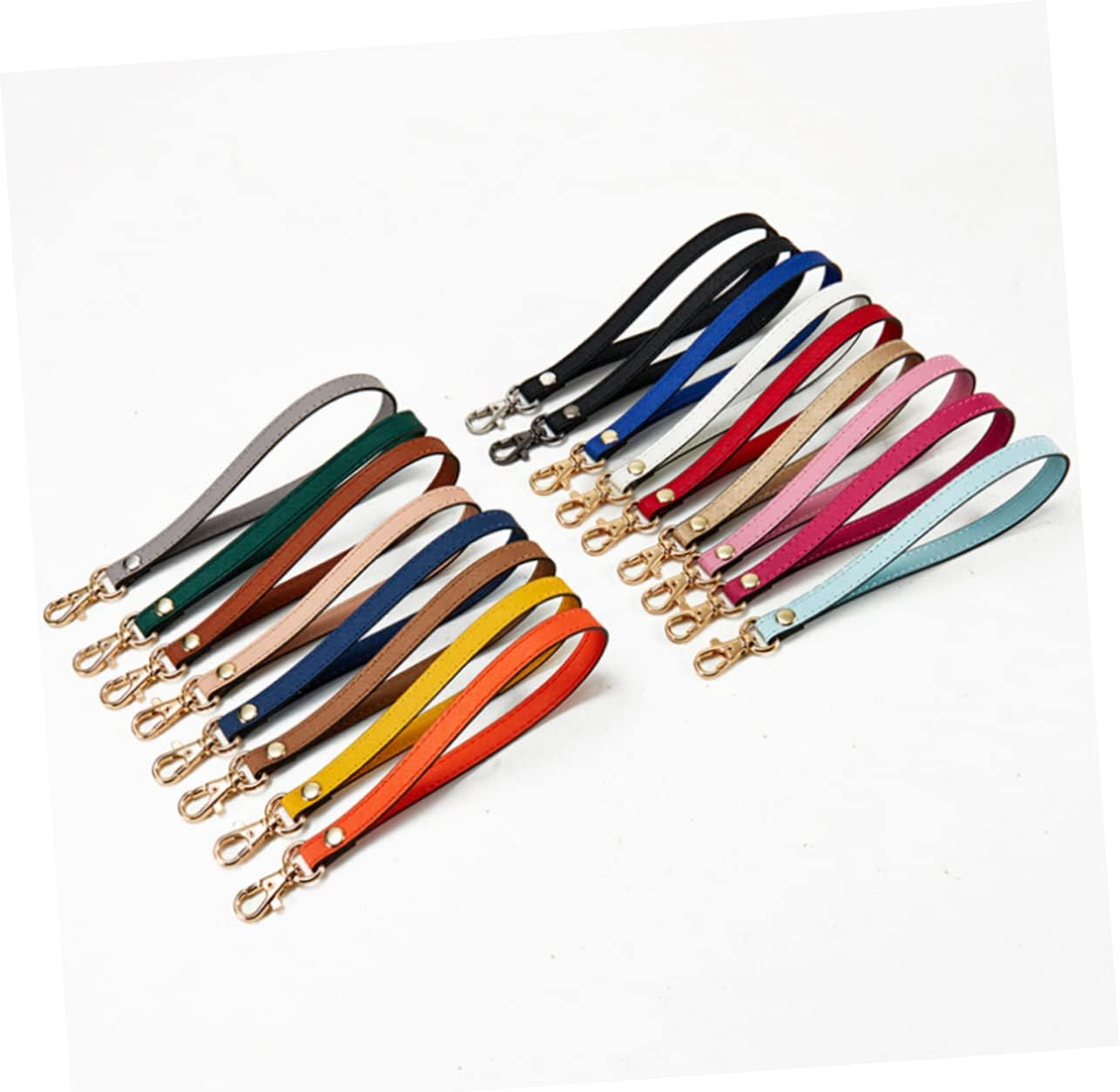 MINAOLULUS Leather Wrist Strap Clutch Wristlet for Women, Blue Textured Genuine Leather with Gold Buckle, Keychain Compatible Hand Strap for Purse Making and DIY Accessories image number 3