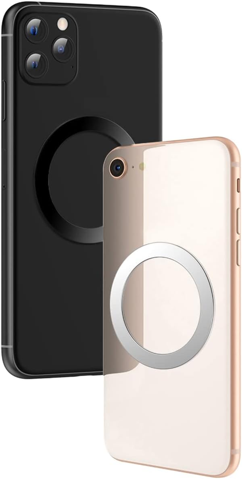 6 Pcs Universal Metal Rings Sticker Compatible with Magsafe Magnetic Wireless Charger Iphone 15 14 13 12 Pro Mini Max Galaxy,(No Magnet) Ultra-Thin Car Charger Conversion Accessories,(Black,White) image number 4