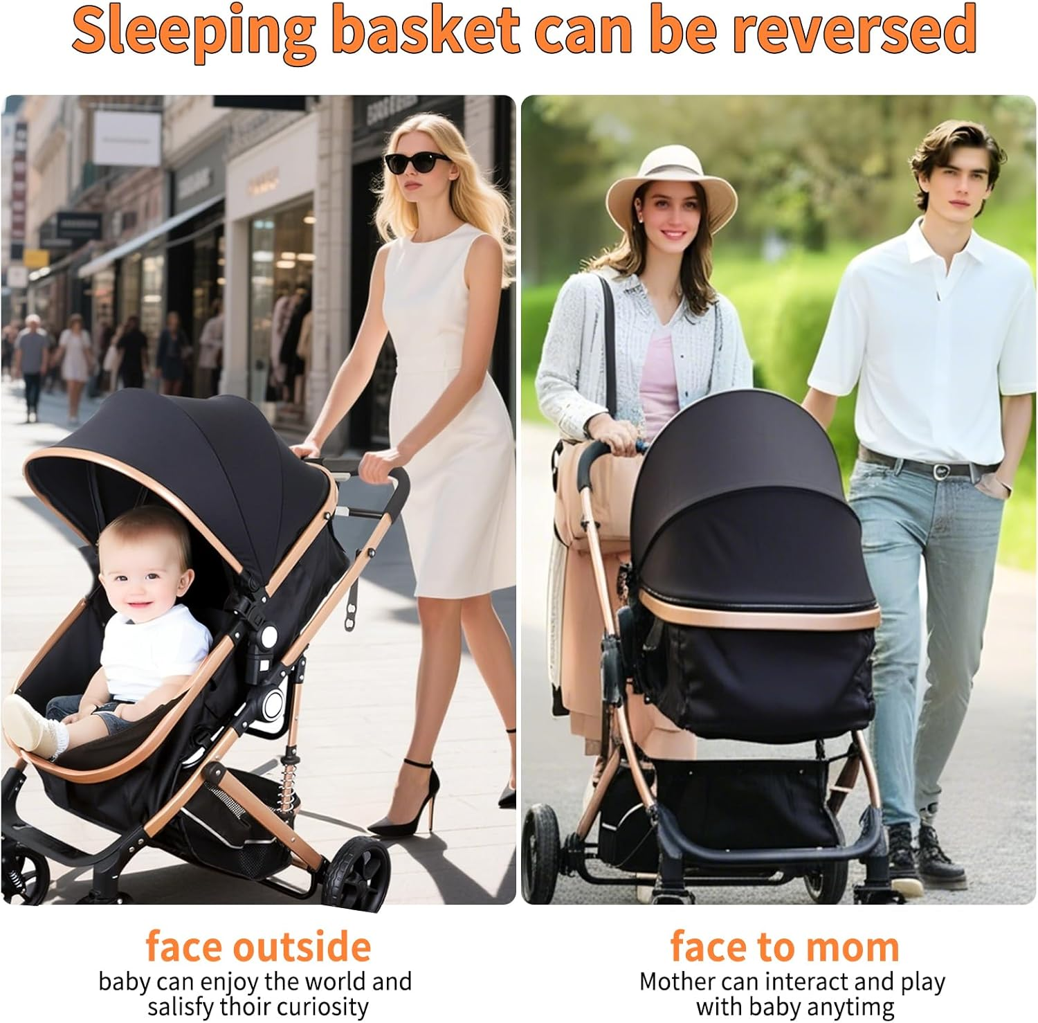 Winklestar Baby Stroller and Pram 3-In-1 Travel Pram with Bassinet, High-View Design, One-Hand Fold, 5-Point Safety Belt & Shock Absorption, 50KG Capacity, Includes Mosquito Net & Cup Holder (Black) image number 6