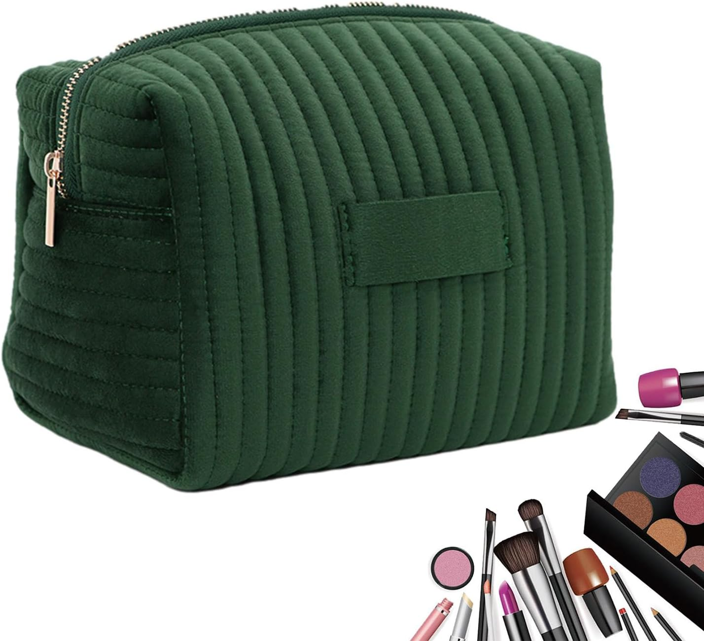 Nevalerra Velvet Makeup Bag, Velvet Cosmetic Bag - Travel Toiletry Bag with Zip, Makeup Brush Toiletry Organiser with Large Capacity for Men and Women, Daily image number 6