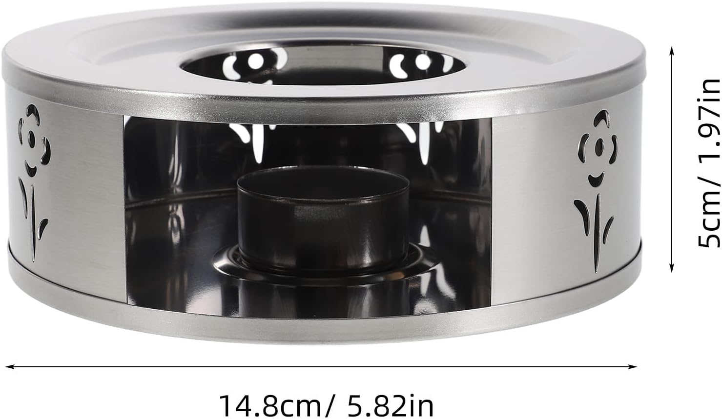 LIFKICH Stainless Steel Teapot Warmer with Charming Flower Design Quick Heating Base for Tea Coffee Milk Espresso Kettle Heater Suitable for Indoor Outdoor Use