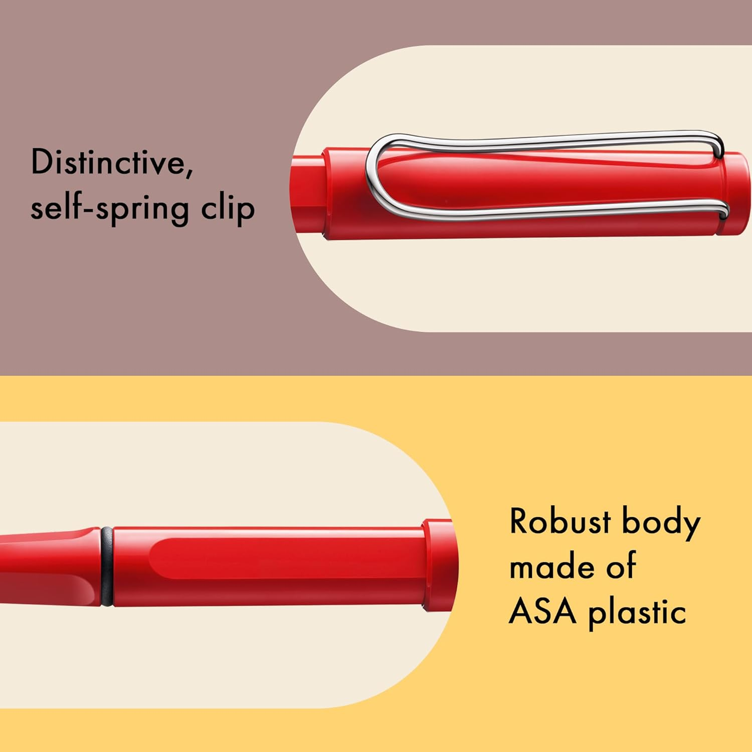 LAMY Safari Red - Rollerball Pen with Ergonomic Grip & Line Width M - for Pleasant Long Writing - Made of Robust ASA Plastic - Including Rollerball Refill LAMY M 63 in Black