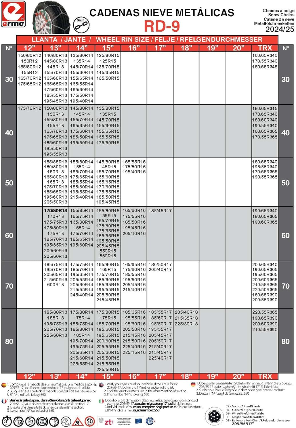 VIP RD9 - Metal Snow Chains RD9 Mm Size No. 120 image number 2