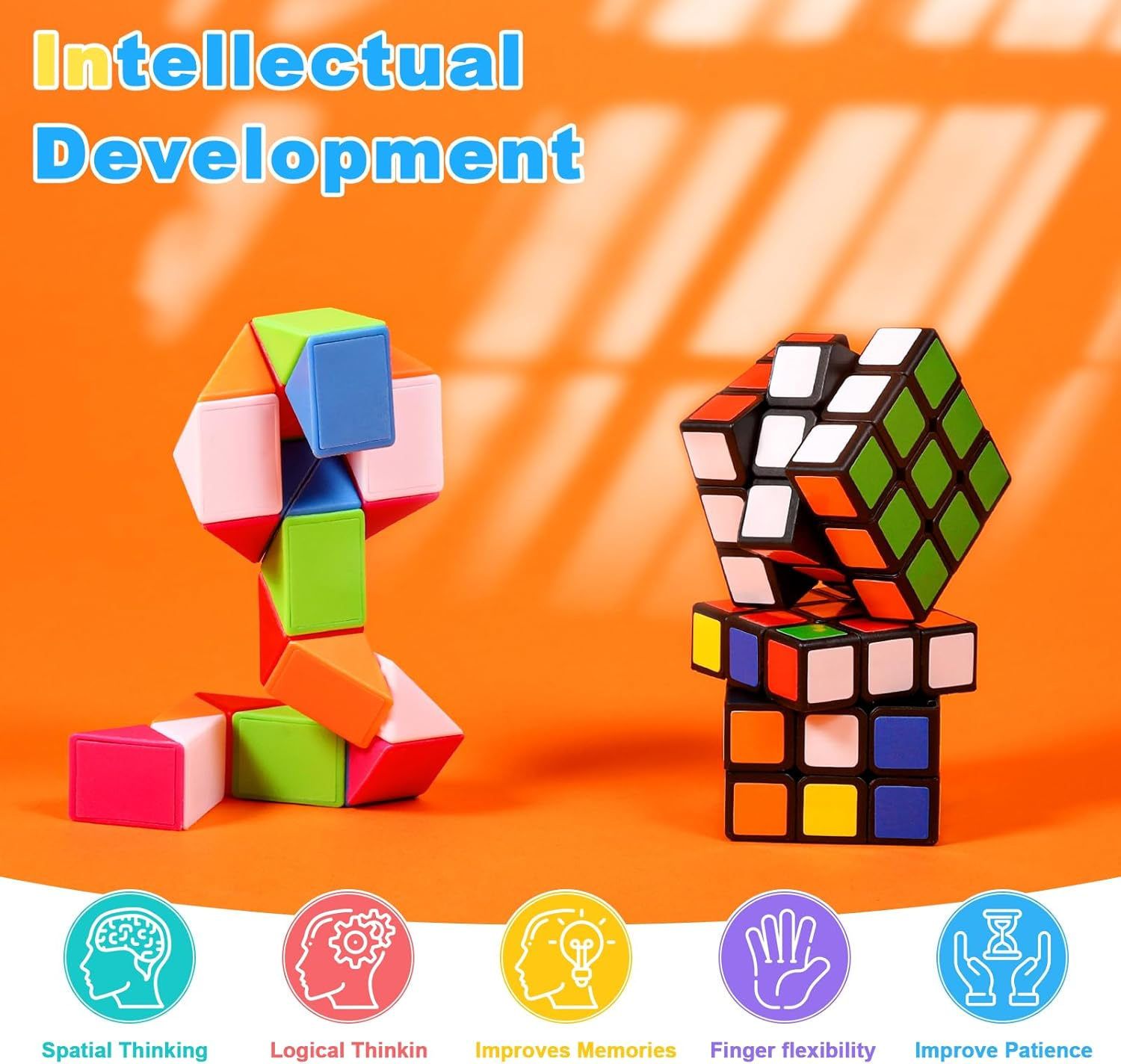 24 Pcs Mini Cubes Bulk, Puzzle Cube & Fidget Snake Cube Party Favors, 1.18In 3&times;3&times;3 Cube Set, Stress Relief Toys, Birthday Party Gifts, School Rewards Classroom Prize, Stocking Stuffers for Kids image number 6