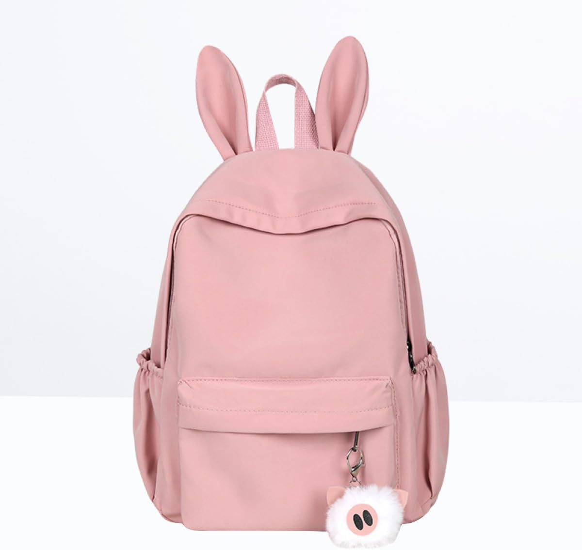 GALPADA Pink Rabbit Ear Backpack for Cute Casual Satchel with Hairball Accent Lightweight School Bookbag Travel Storage Bag image number 6