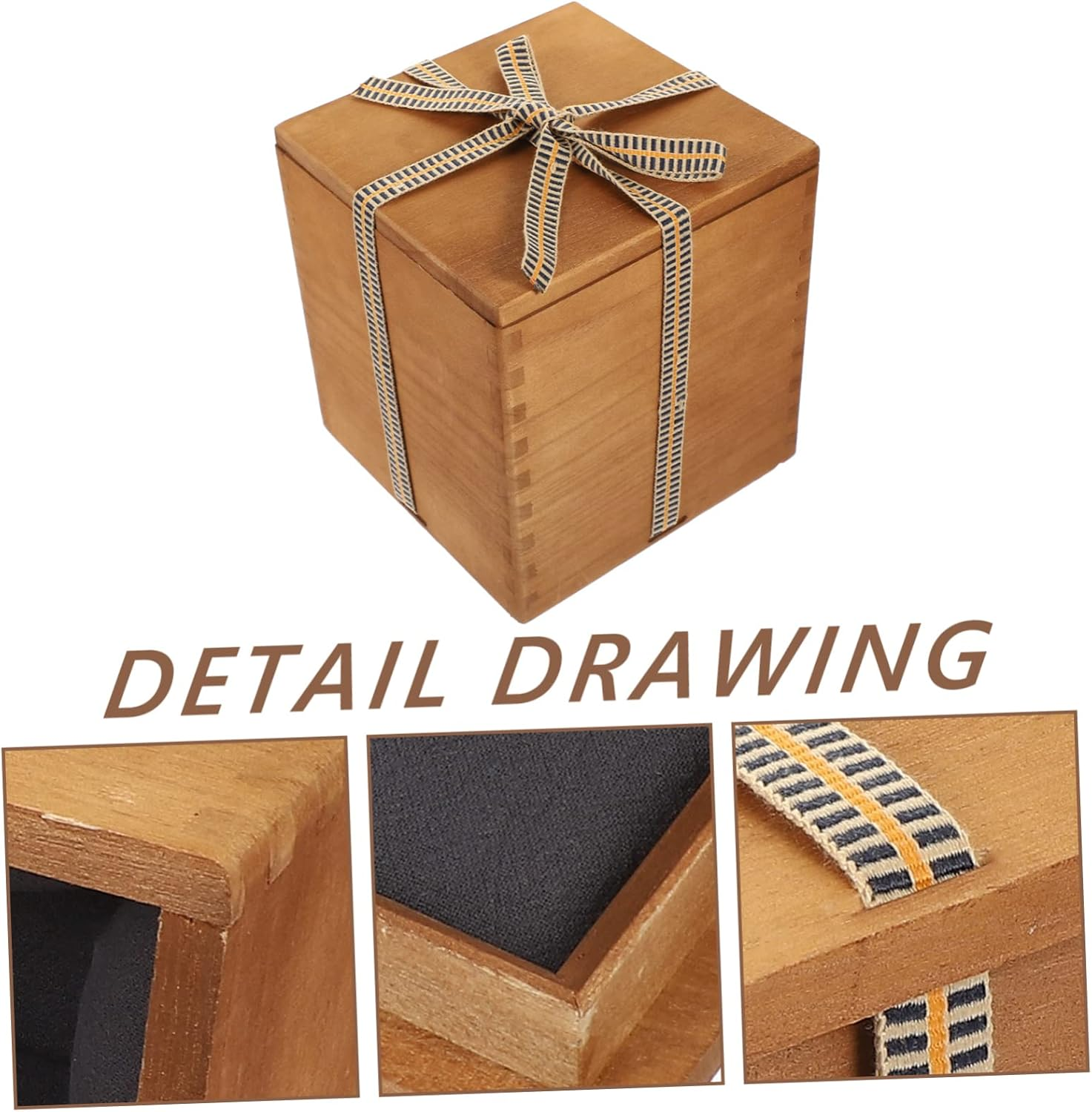 Vintage Ceramic Teacup and Vase Multi-Function Retro Wooden Storage Box Packaging Suitable for Wedding and Home Display in Square Design image number 6