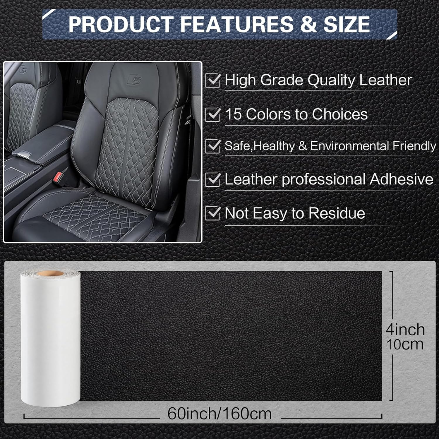 Leather Repair Patch Tape Kit, Self Adhesive Leather Repair for Furniture, Couch, Sofa, Car Seats,Office Chair,Vinyl Repair Kit. image number 5