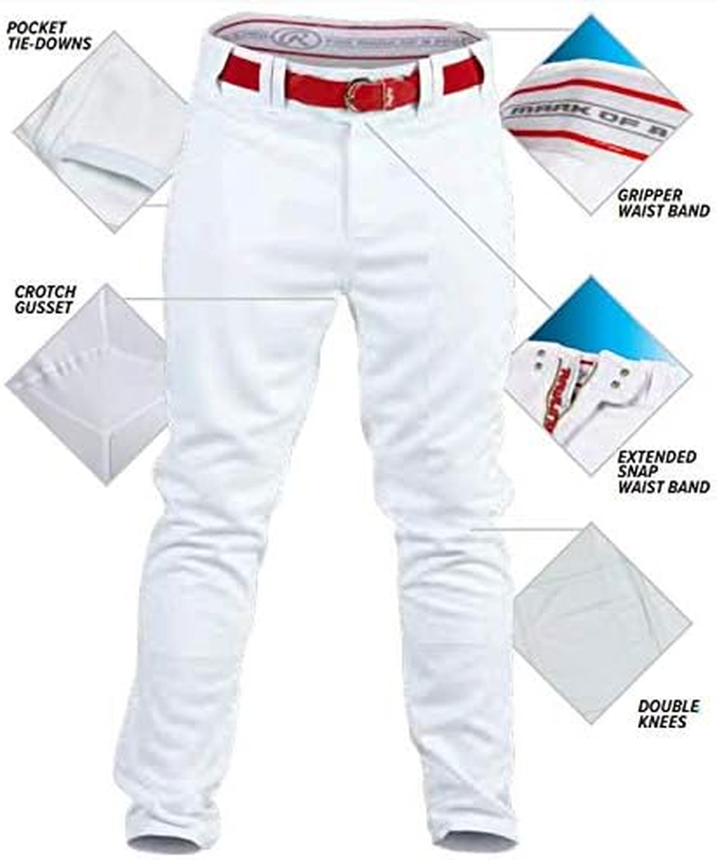 Rawlings PRO 150 Series Game Baseball Pant, Adult, Pinstripe, Full Length - White/Navy image number 2
