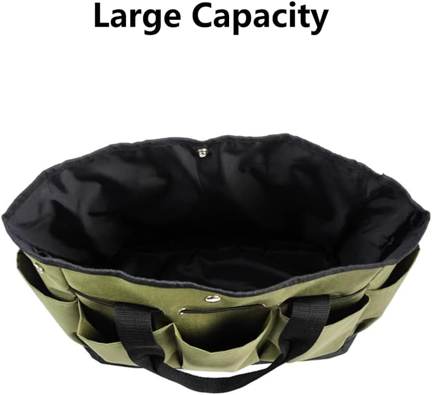 Tophomer Portable Tool Box Multi-Purpose Deluxe Garden Tool Storage Bag with Pockets (Green) - Black With Grey image number 7