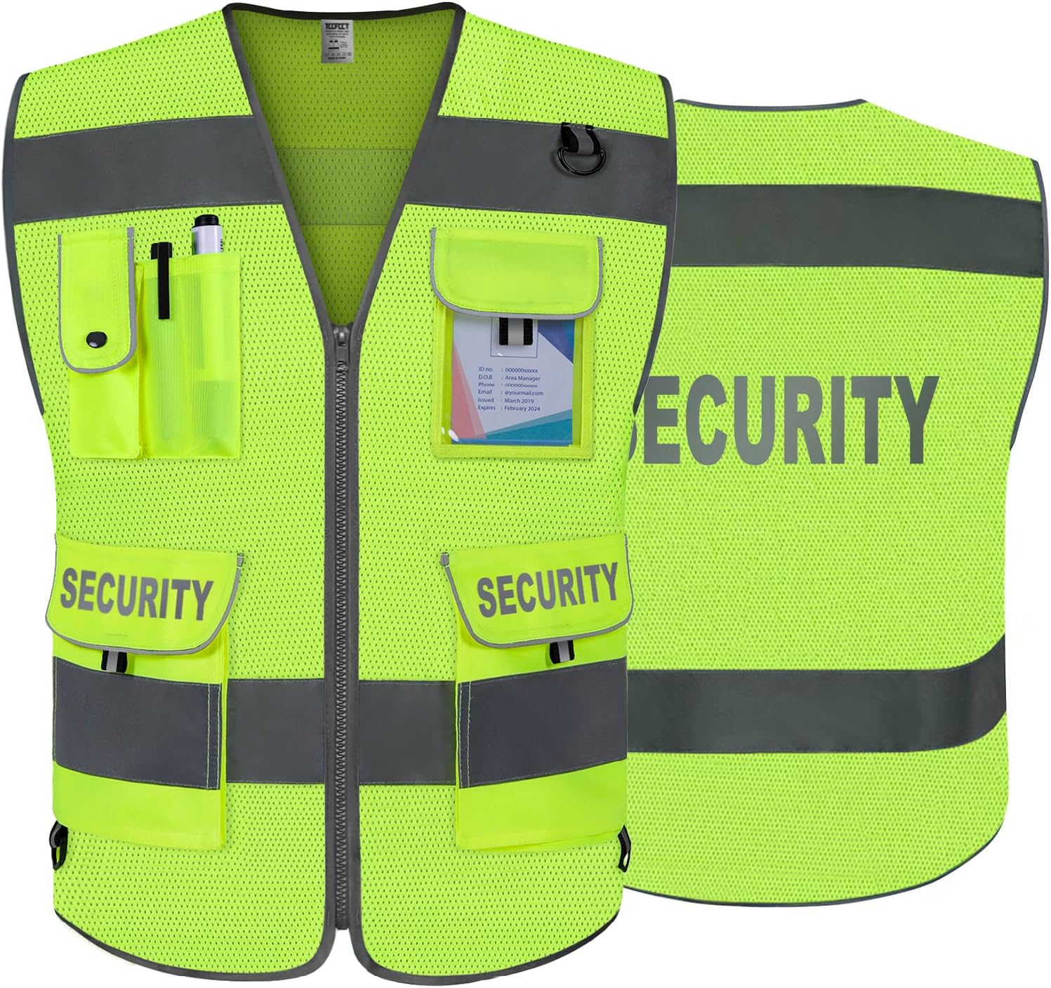 TCCFCCT Security Vest for Security Guard 9 Pockets High Visibility Safety Vest image number 5
