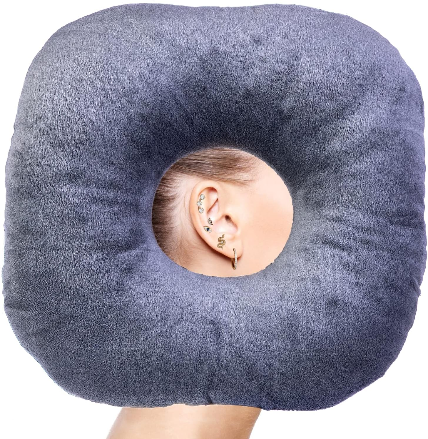 Coceyese Ear Piercing Pillow for Side Sleepers - Donut Pillow for Ear Pain Relief, Guard Pillow (Light Grey) image number 4