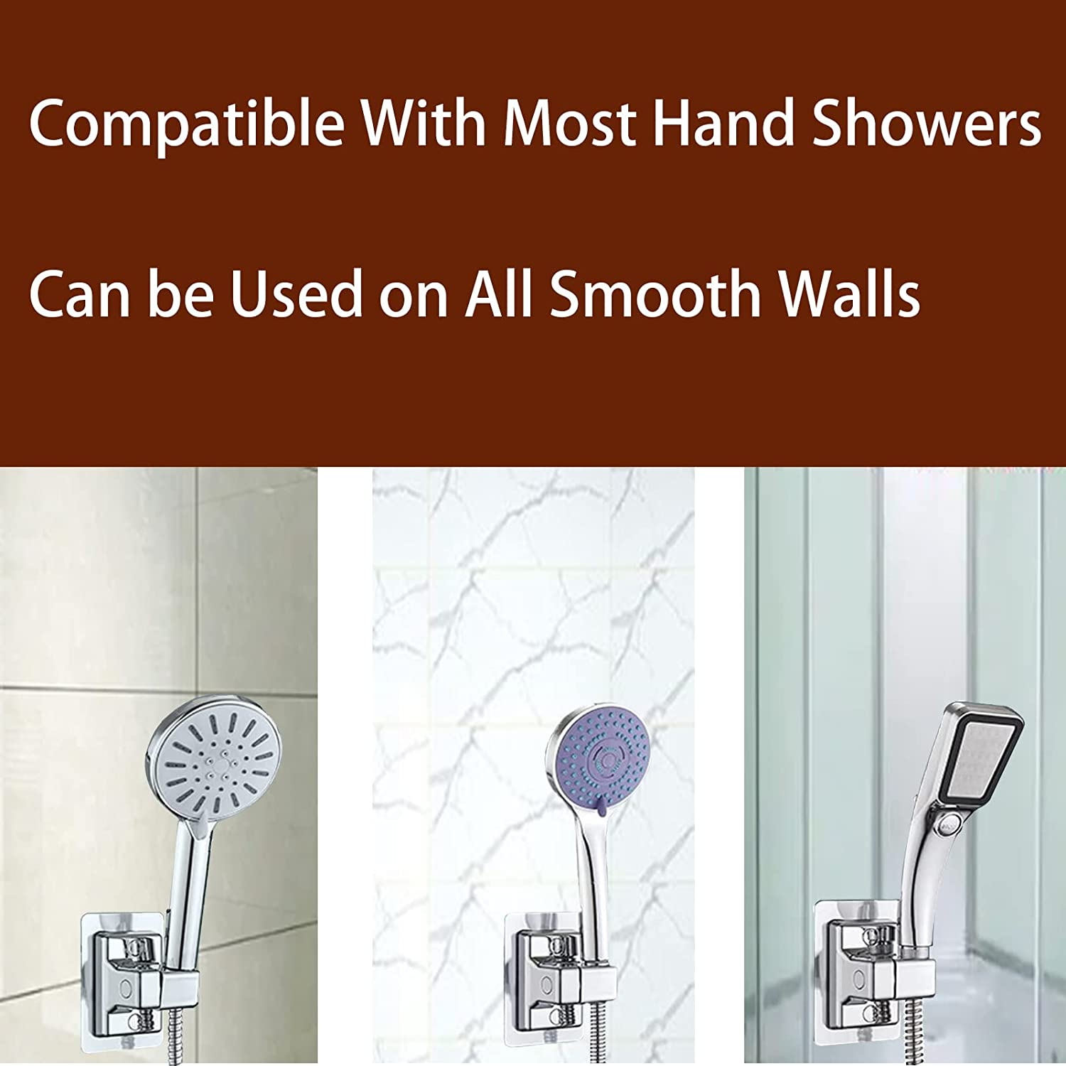 CANLENPK Self Adhesive Shower Head Holder, 360&deg; Adjustable Handheld Shower Wand Holder, Strong Adhesive Shower Mounting Bracket No Drilling Wall Mount Bracket (Black) image number 2